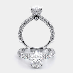 Oval Pavé 14K White Gold Engagement Ring - CTR-0489