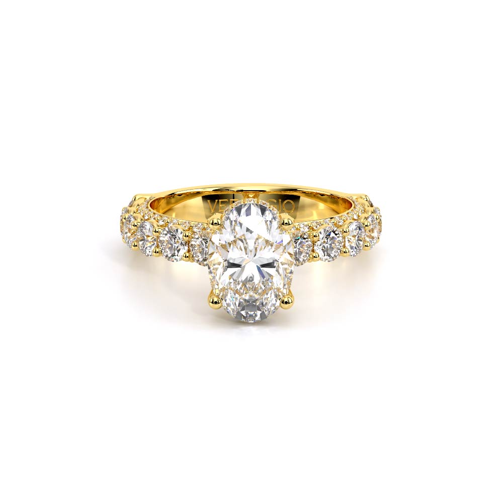 Oval Pavé 18K Yellow Gold Engagement Ring - CTR-0489