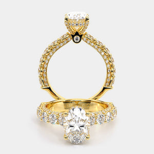 Oval Pavé 18K Yellow Gold Engagement Ring - CTR-0489