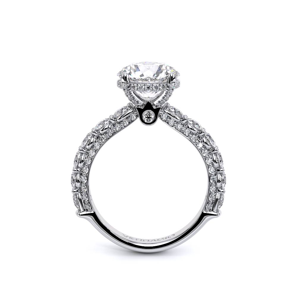 Round Pavé Platinum Engagement Ring - CTR-0489