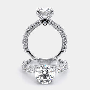 Round Pavé 18K White Gold Engagement Ring - CTR-0489