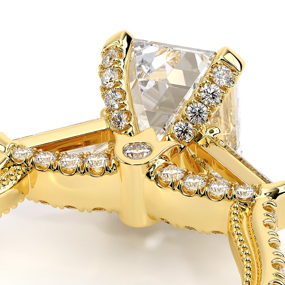 Emerald Three-Stone 18k Yellow Gold Engagement Ring - REN-991