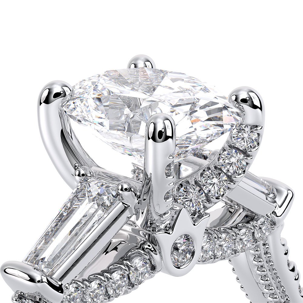 Oval Three-Stone Platinum Engagement Ring - REN-991