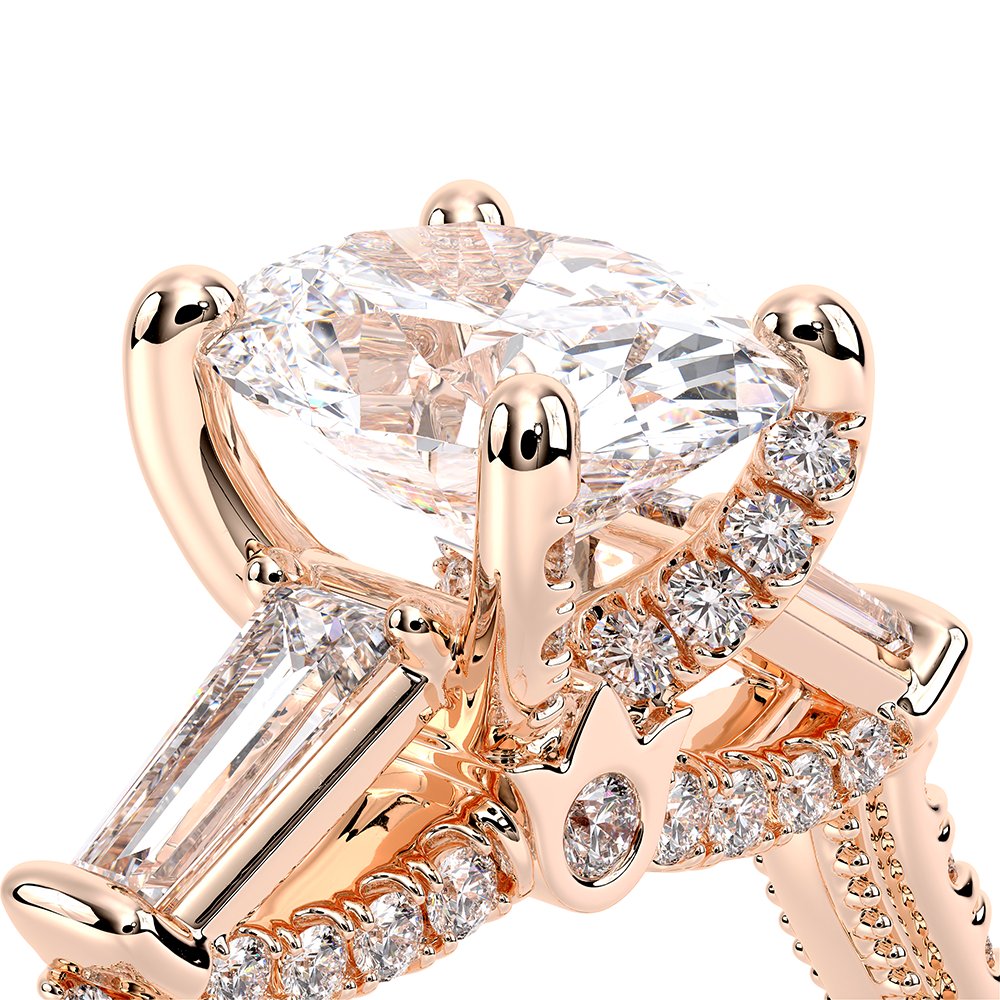 Oval Three-Stone 14k Rose Gold Engagement Ring - REN-991