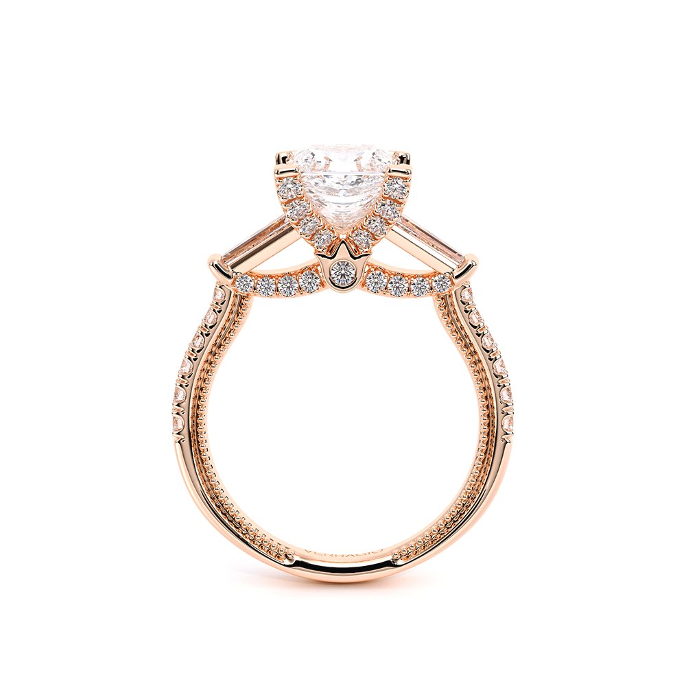 Princess Three-Stone 14k Rose Gold Engagement Ring - REN-991
