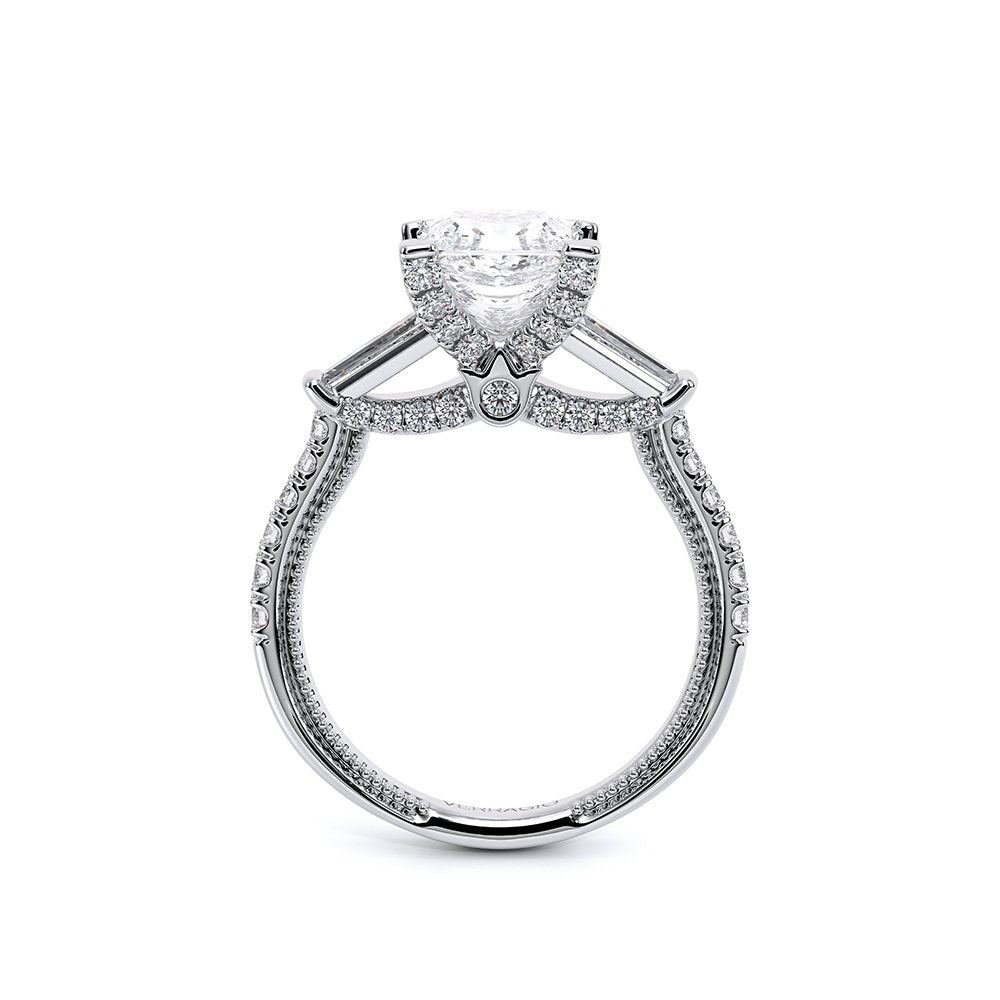 Princess Three-Stone 14k White Gold Engagement Ring - REN-991
