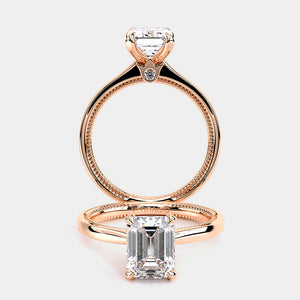 Emerald Solitaire 18k Rose Gold Engagement Ring - REN-SOL301