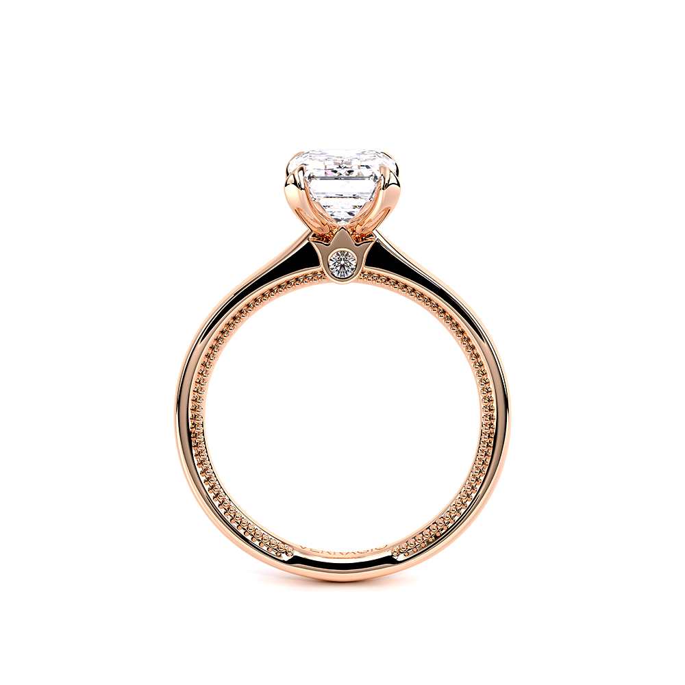 Emerald Solitaire 18k Rose Gold Engagement Ring - REN-SOL301