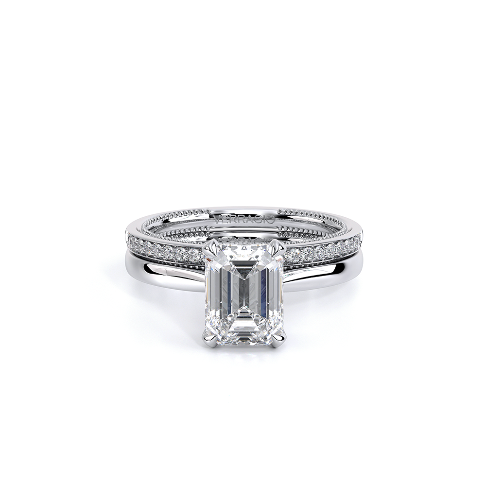 Emerald Solitaire 14k White Gold Engagement Ring - REN-SOL301