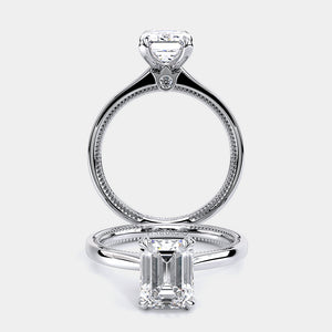 Emerald Solitaire 14k White Gold Engagement Ring - REN-SOL301