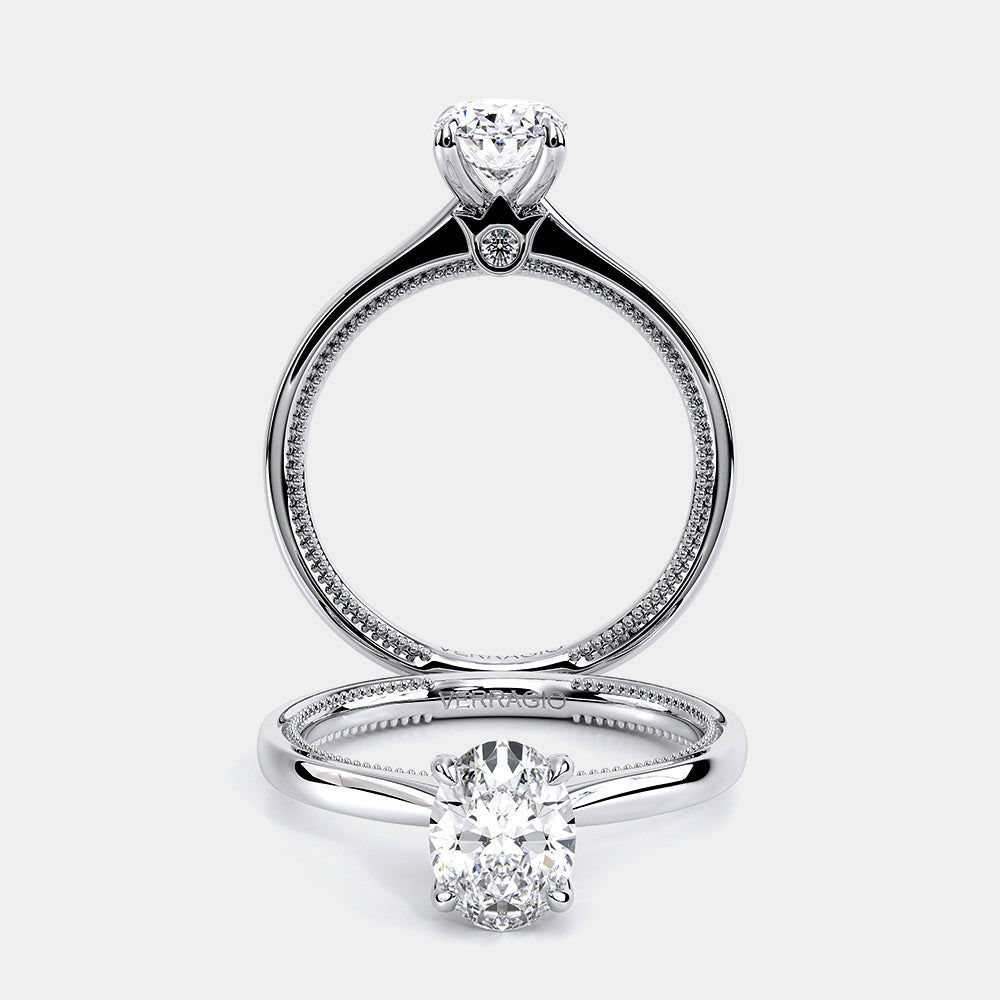 Oval Solitaire 18k White Gold Engagement Ring - REN-SOL301