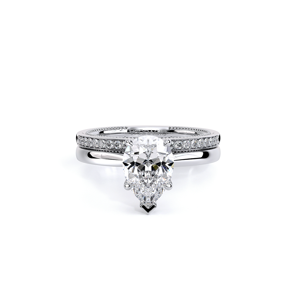 Pear Solitaire 18k White Gold Engagement Ring - REN-SOL301
