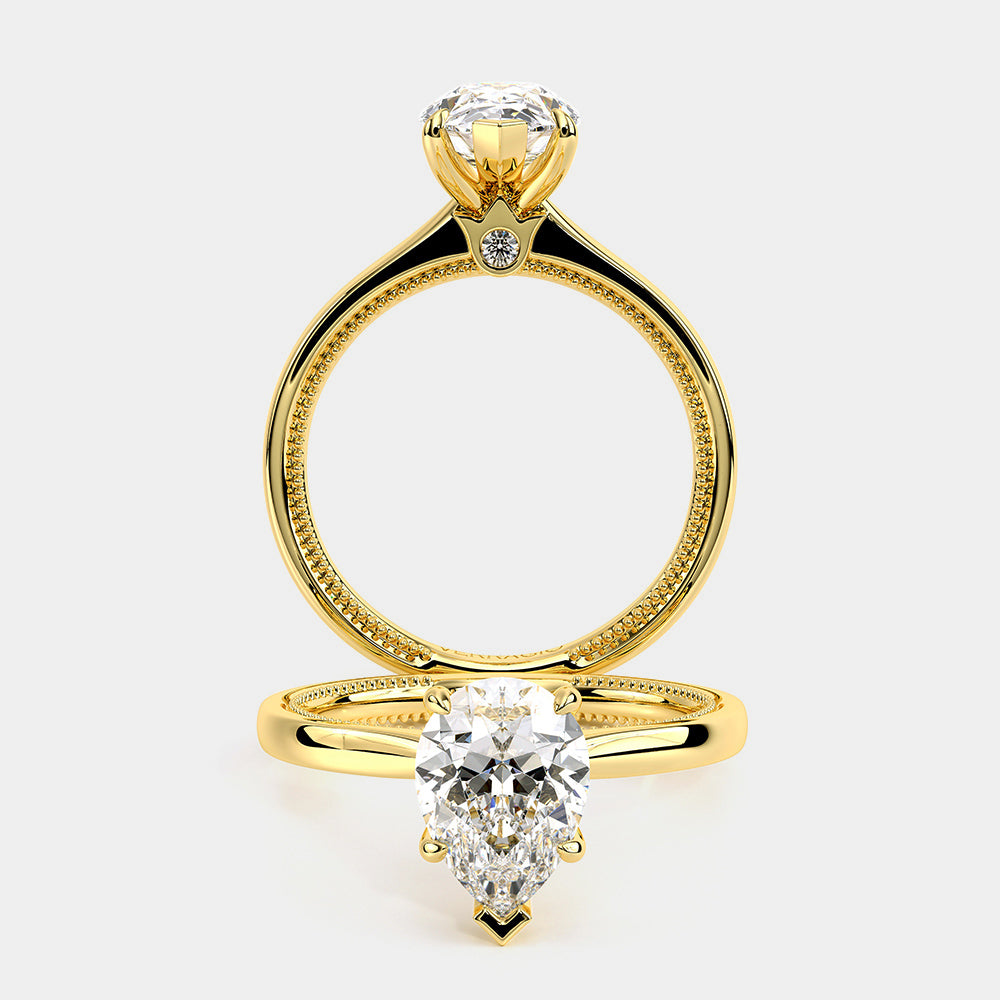 Pear Solitaire 18k Yellow Gold Engagement Ring - REN-SOL301