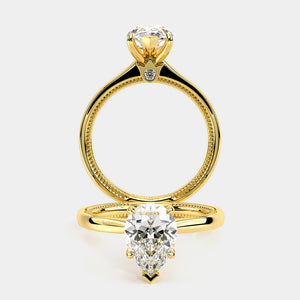 Pear Solitaire 18k Yellow Gold Engagement Ring - REN-SOL301