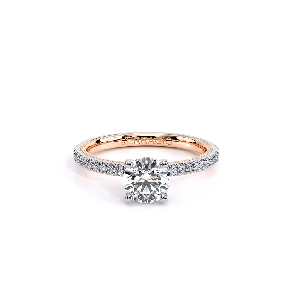 Round Solitaire 14k Rose and White Gold Engagement Ring - TR-120R4