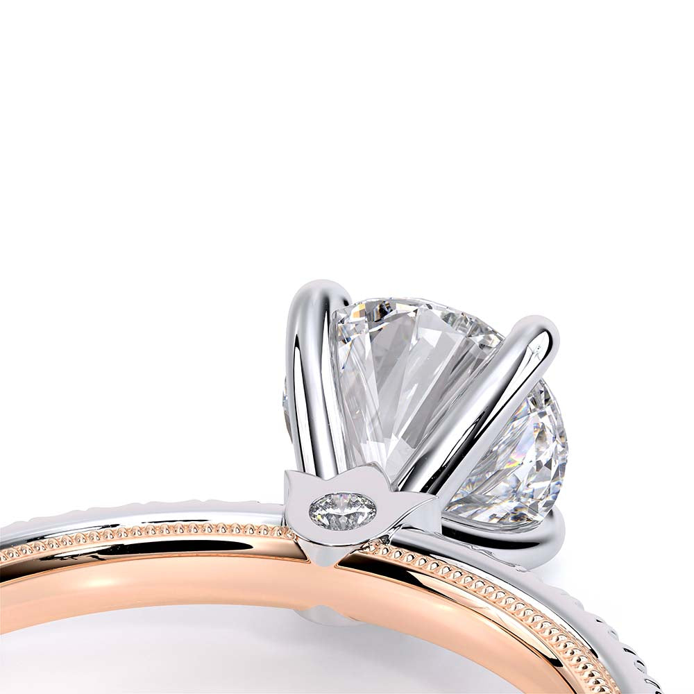 Round Solitaire 18k Rose and White Gold Gold Engagement Ring - TR-120R4