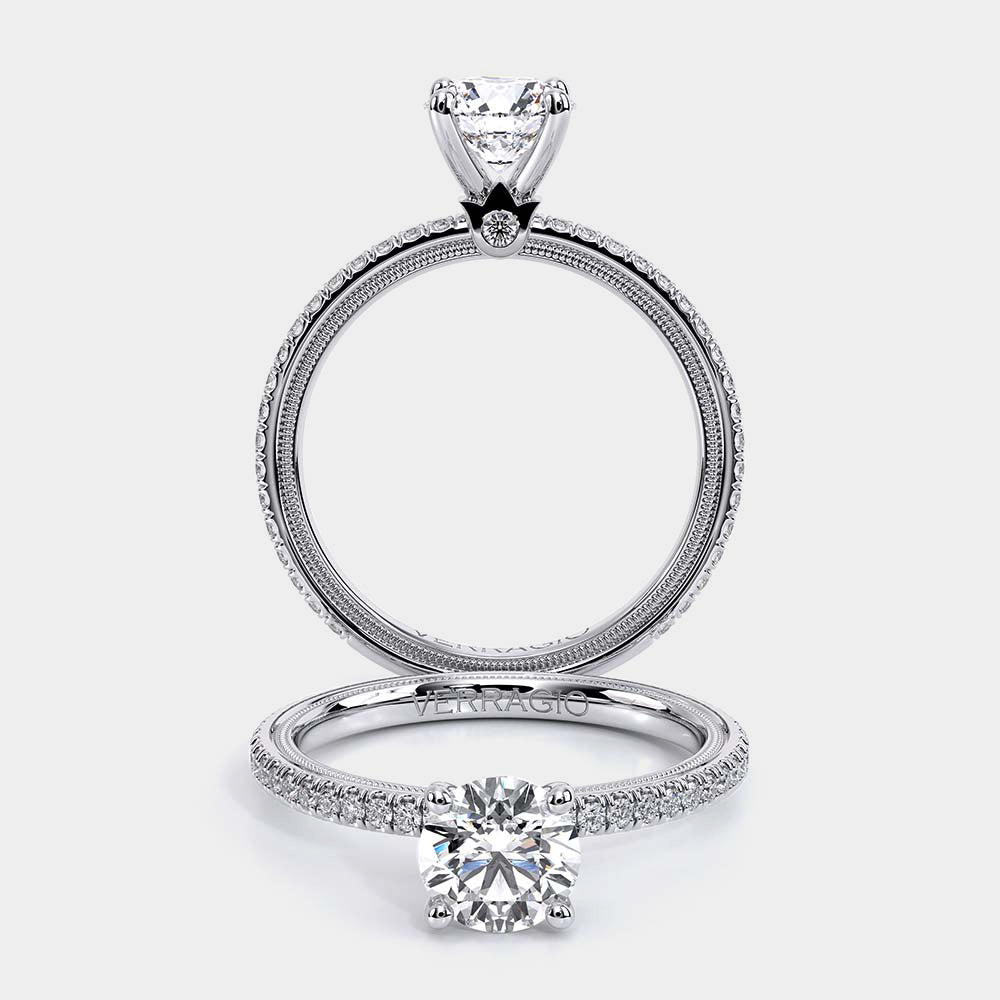 Round Solitaire 14k White Gold Engagement Ring - TR-120R4