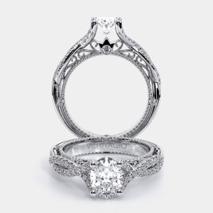 Oval Pavé Platinum Engagement Ring - VEN-5003