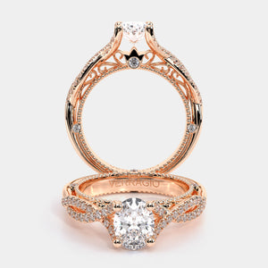 Oval Pavé 18k Rose Gold Engagement Ring - VEN-5003