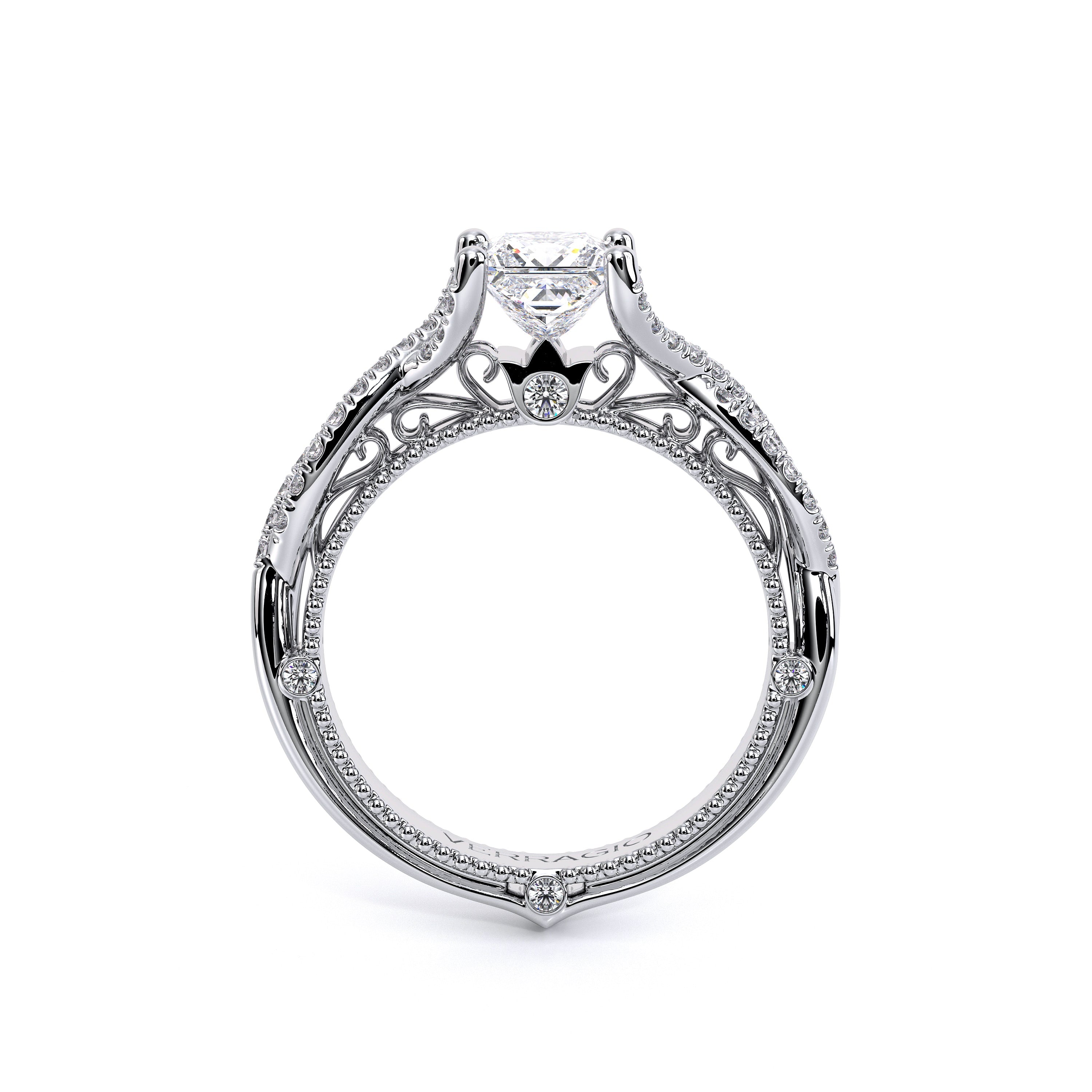 Princess Pavé Platinum Engagement Ring - VEN-5003