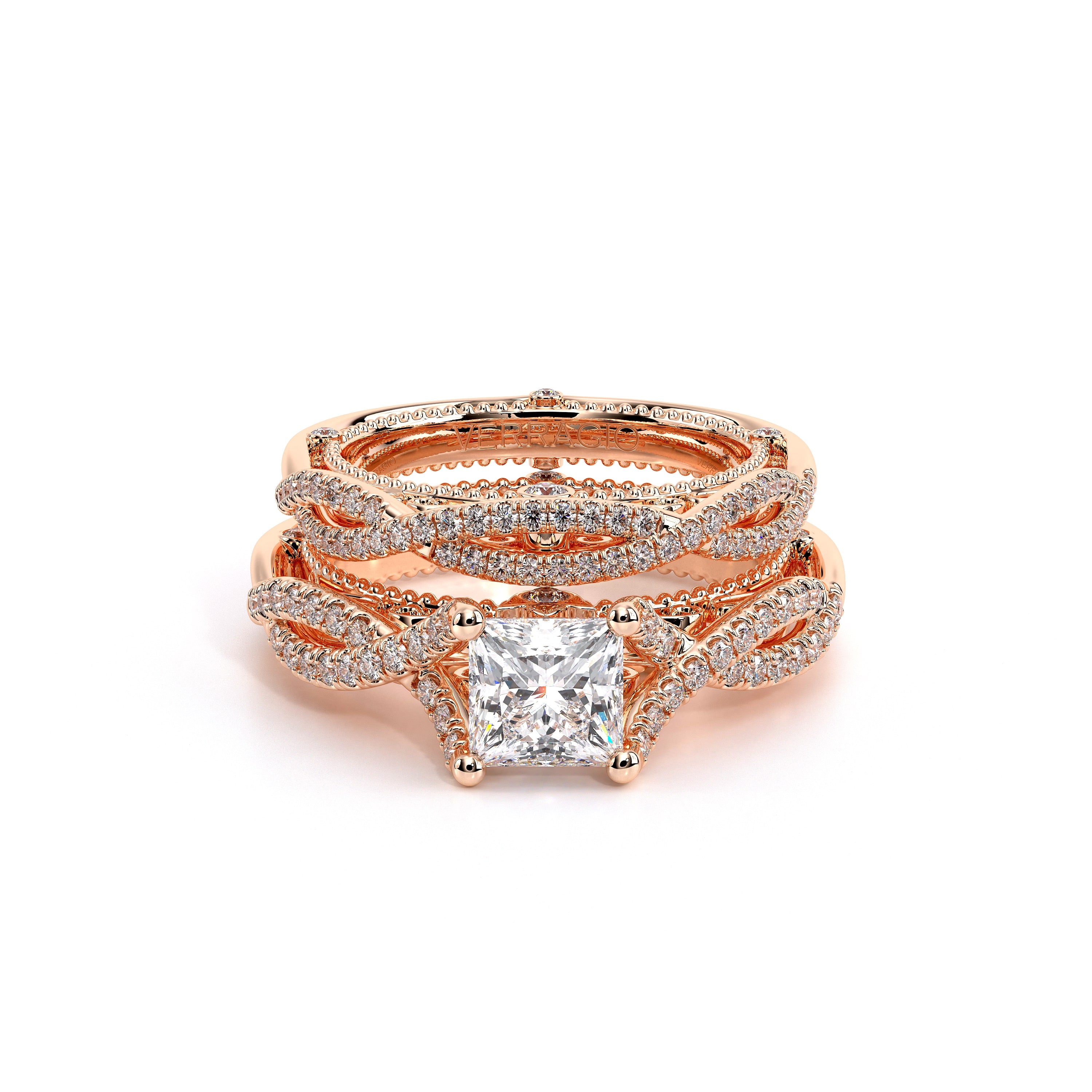 Princess Pavé 14k Rose Gold Engagement Ring - VEN-5003