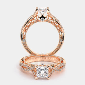 Princess Pavé 18k Rose Gold Engagement Ring - VEN-5003