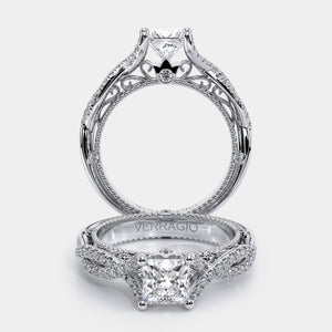 Princess Pavé 14k White Gold Engagement Ring - VEN-5003
