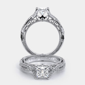 Princess Pavé 18k White Gold Engagement Ring - VEN-5003