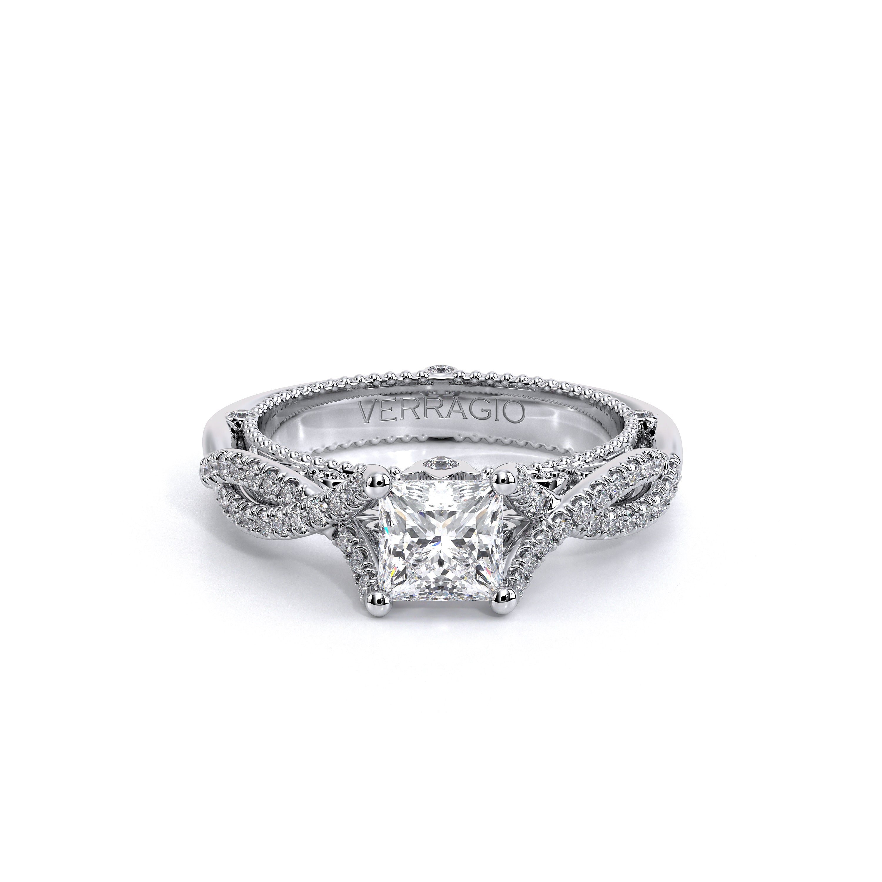 Princess Pavé 18k White Gold Engagement Ring - VEN-5003