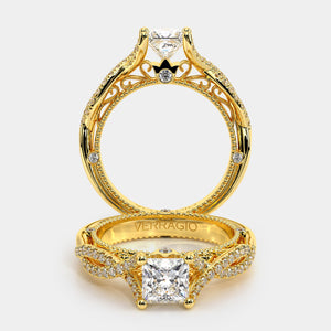Princess Pavé 14k Yellow Gold Engagement Ring - VEN-5003