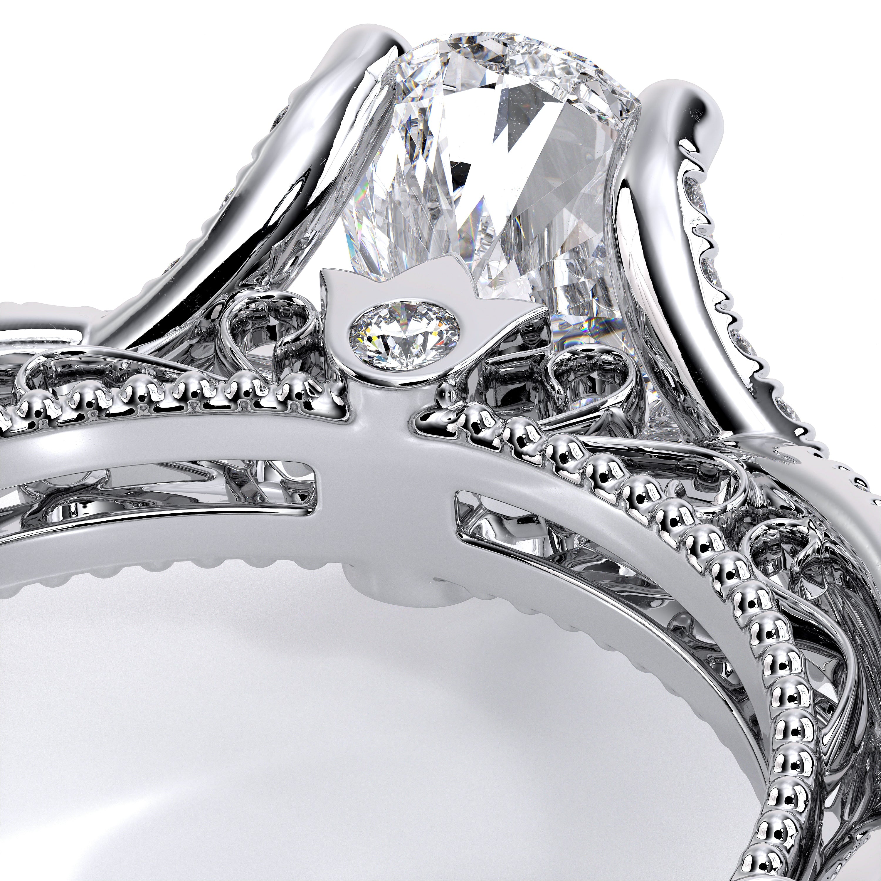 Pear Pavé Platinum Engagement Ring - VEN-5003