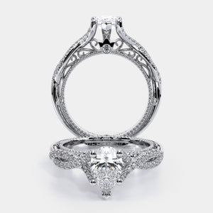 Pear Pavé Platinum Engagement Ring - VEN-5003