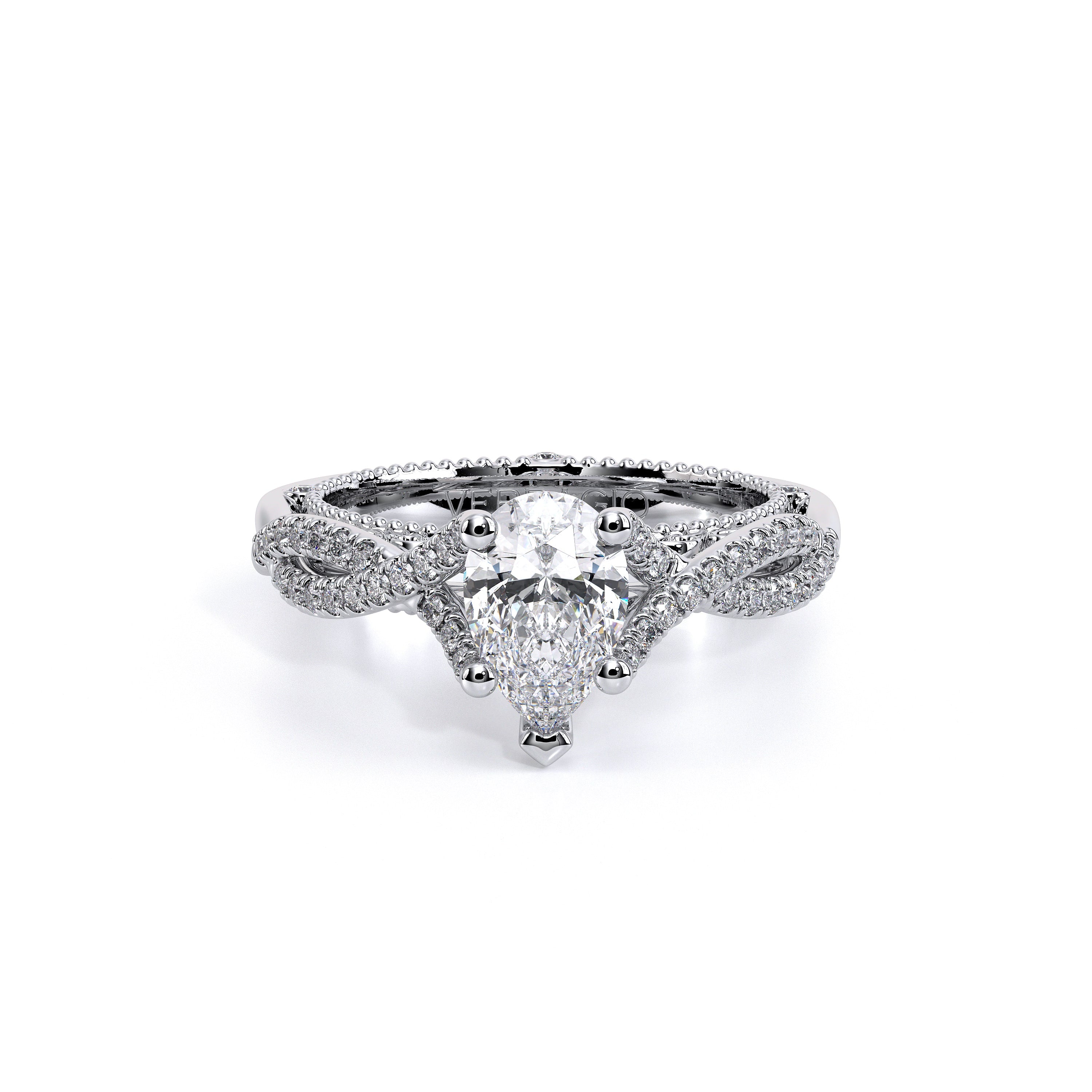 Pear Pavé Platinum Engagement Ring - VEN-5003