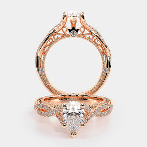 Pear Pavé 18k Rose Gold Engagement Ring - VEN-5003