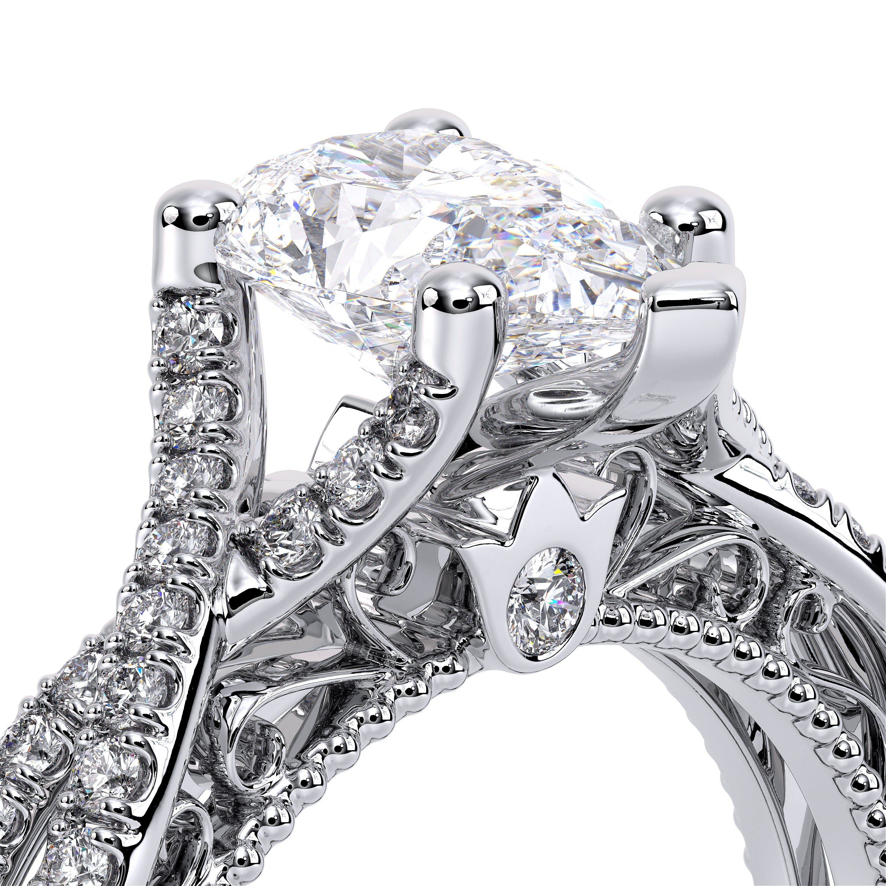 Pear Pavé 14k White Gold Engagement Ring - VEN-5003