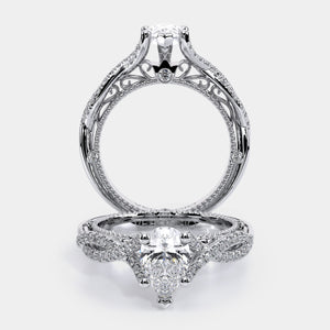 Pear Pavé 18k White Gold Engagement Ring - VEN-5003