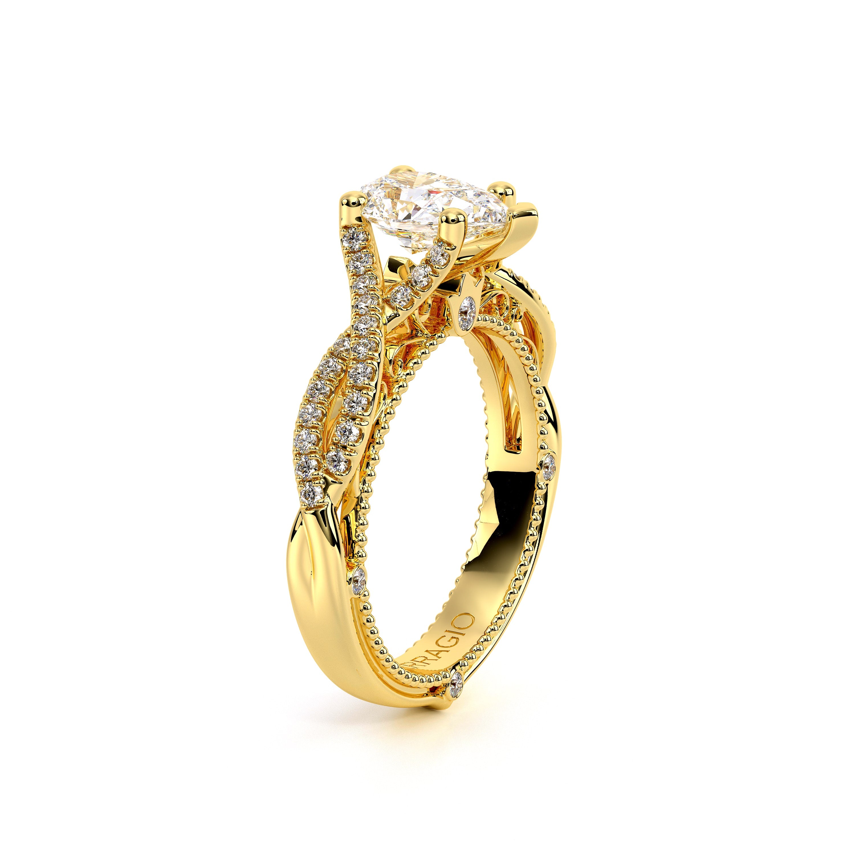 Pear Pavé 18k Yellow Gold Engagement Ring - VEN-5003