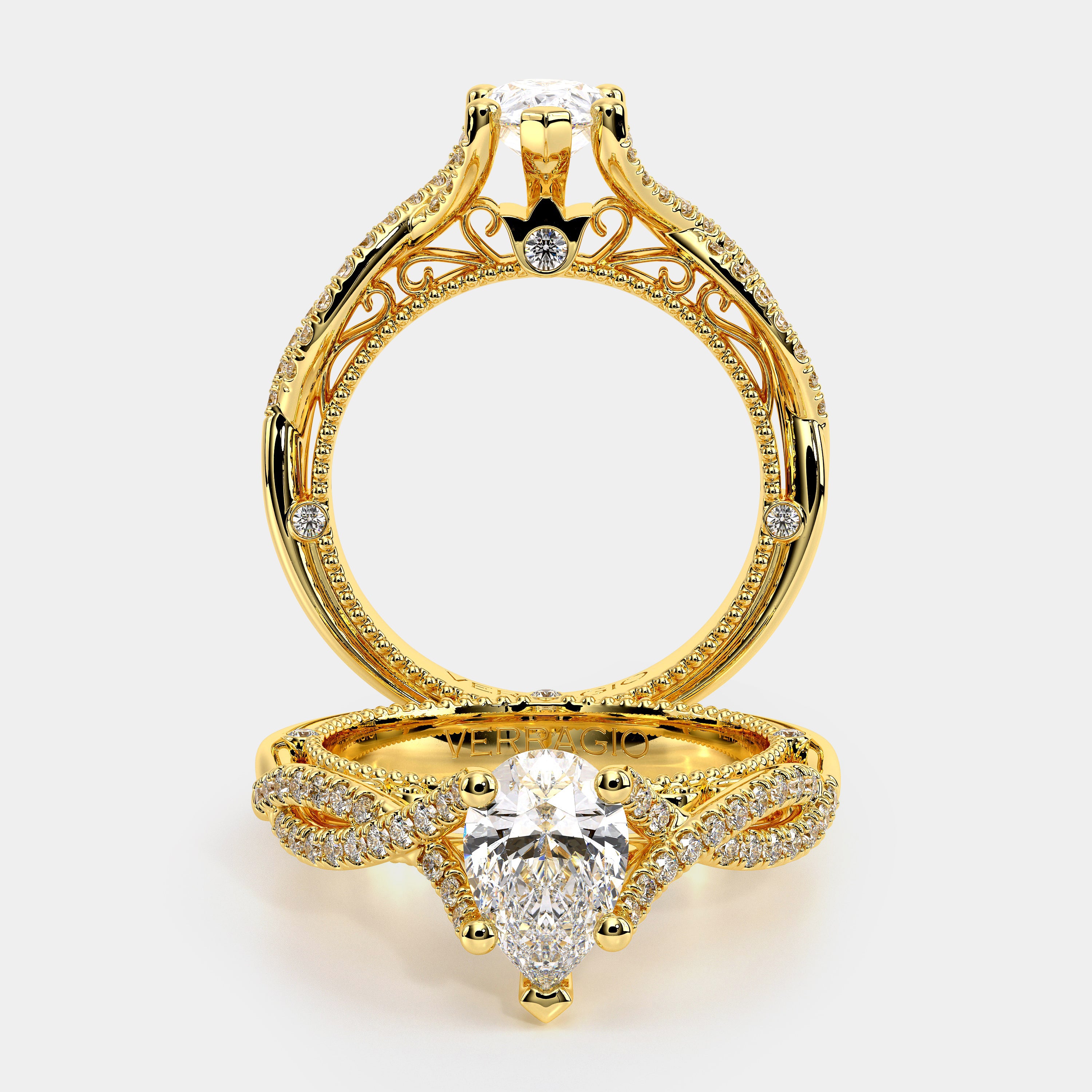 Verragio | Pear Pavé Engagement Ring 18k Yellow Gold - VEN-5003