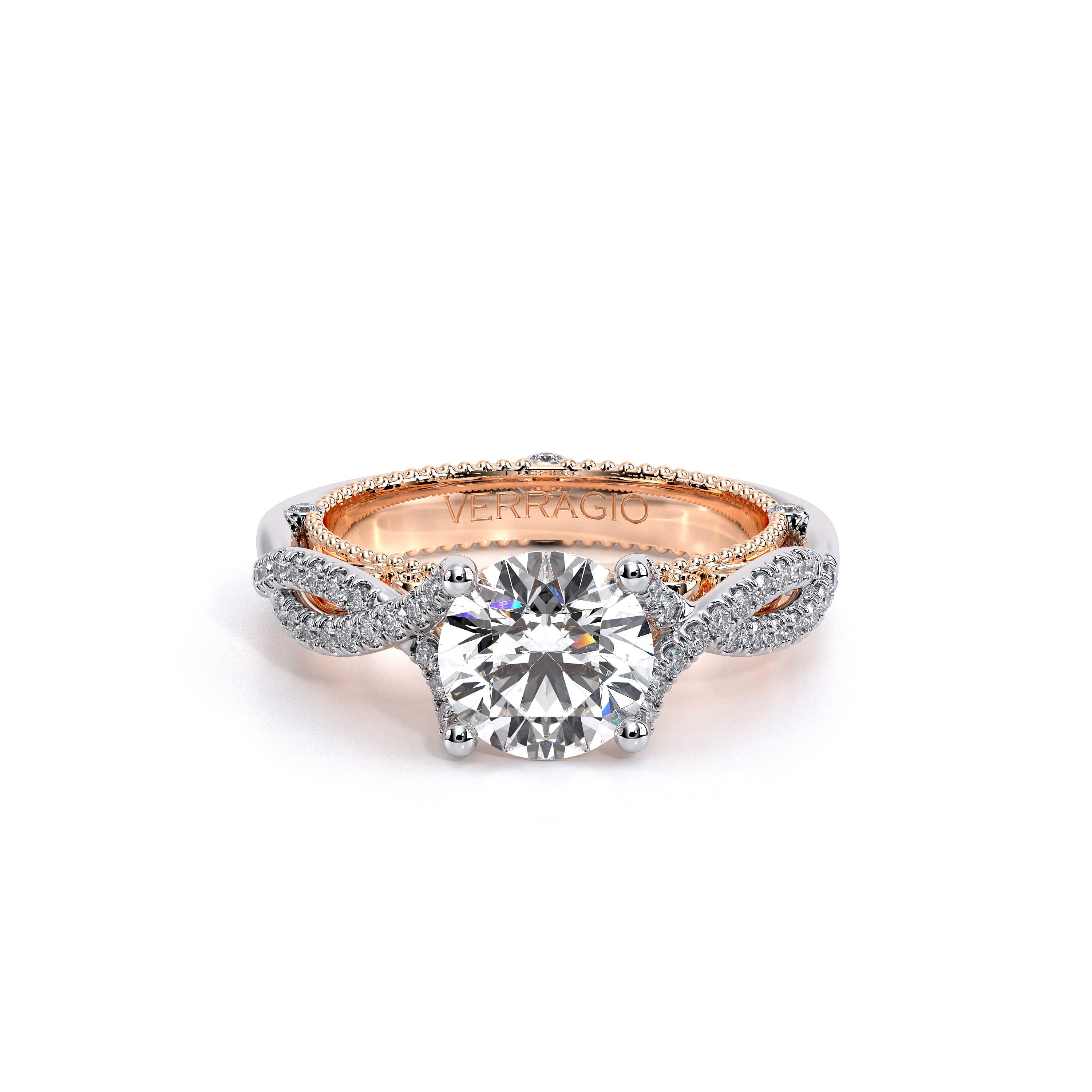 Verragio | Round Pavé Engagement Ring 18k Rose and White Gold