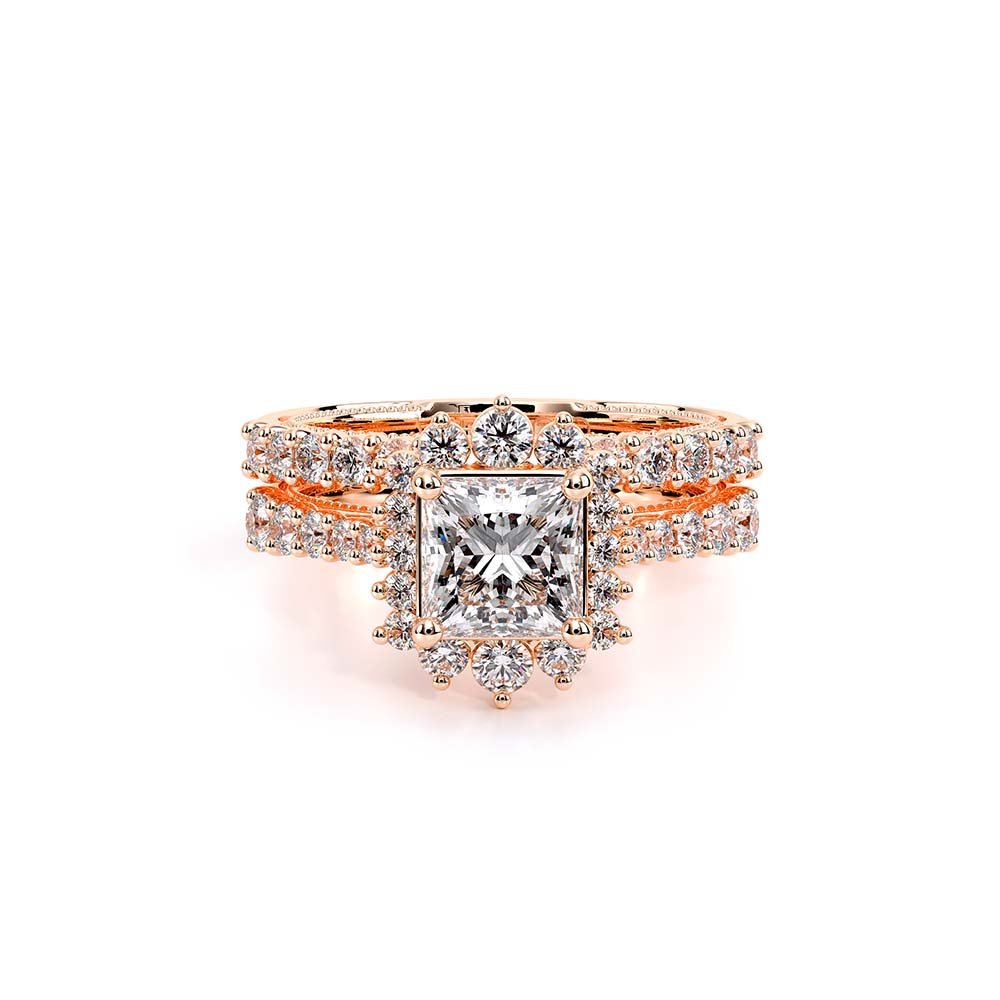 Princess Halo 14k Rose Gold Engagement Ring - VEN-5084