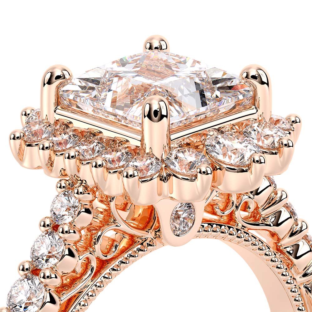 Princess Halo 14k Rose Gold Engagement Ring - VEN-5084