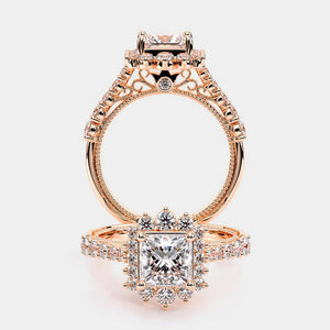 Princess Halo 14k Rose Gold Engagement Ring - VEN-5084