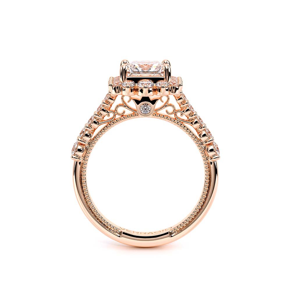 Princess Halo 14k Rose Gold Engagement Ring - VEN-5084