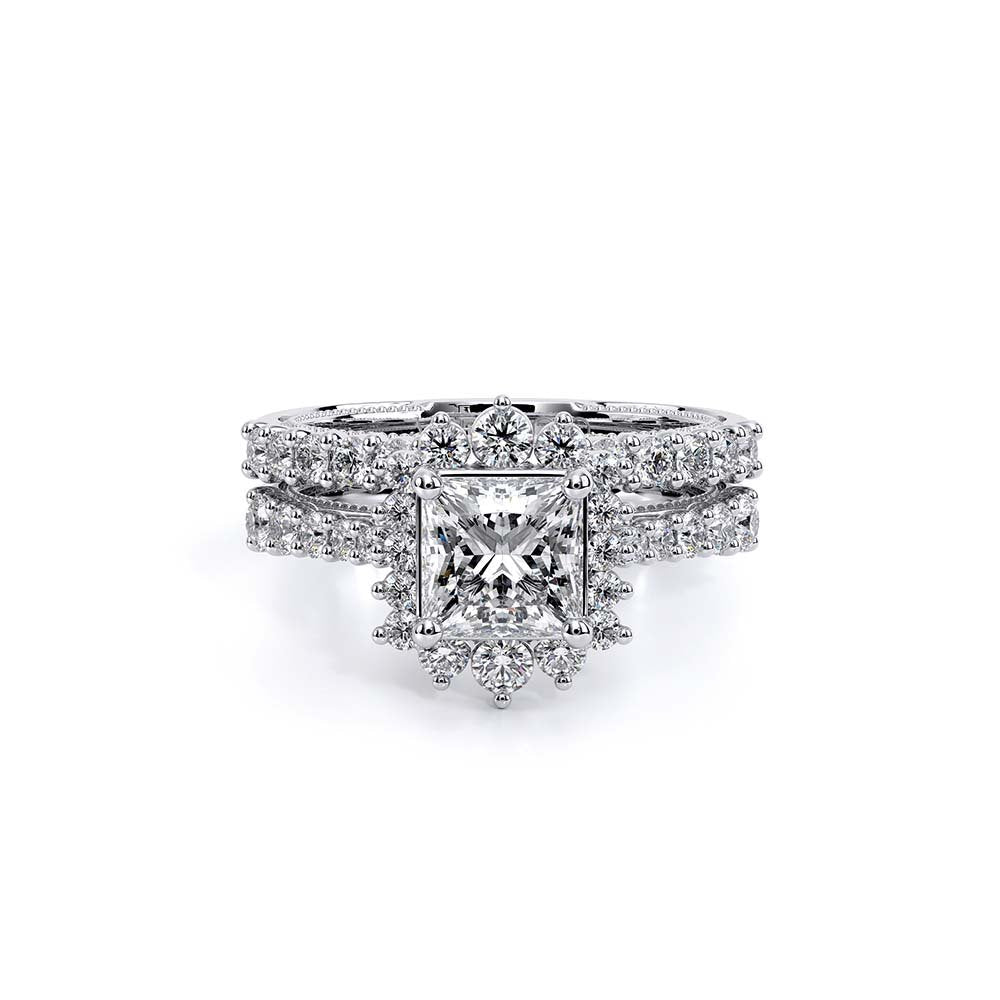 Princess Halo 18k White Gold Engagement Ring - VEN-5084