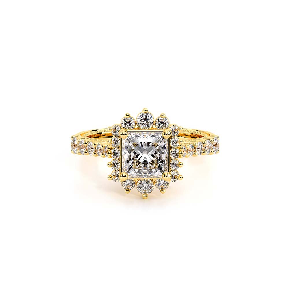 Princess Halo 18k Yellow Gold Engagement Ring - VEN-5084