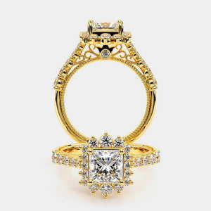 Princess Halo 18k Yellow Gold Engagement Ring - VEN-5084
