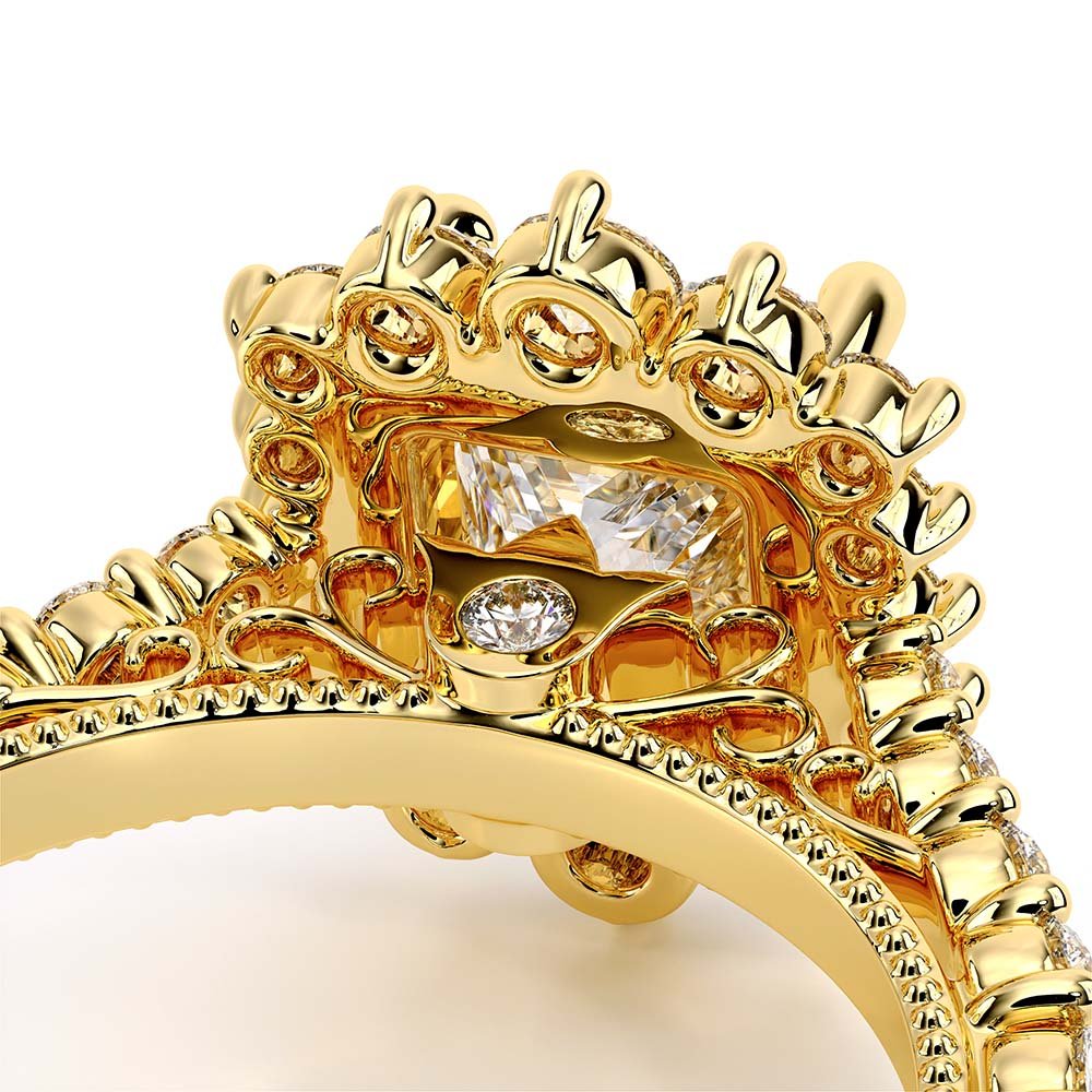 Princess Halo 18k Yellow Gold Engagement Ring - VEN-5084