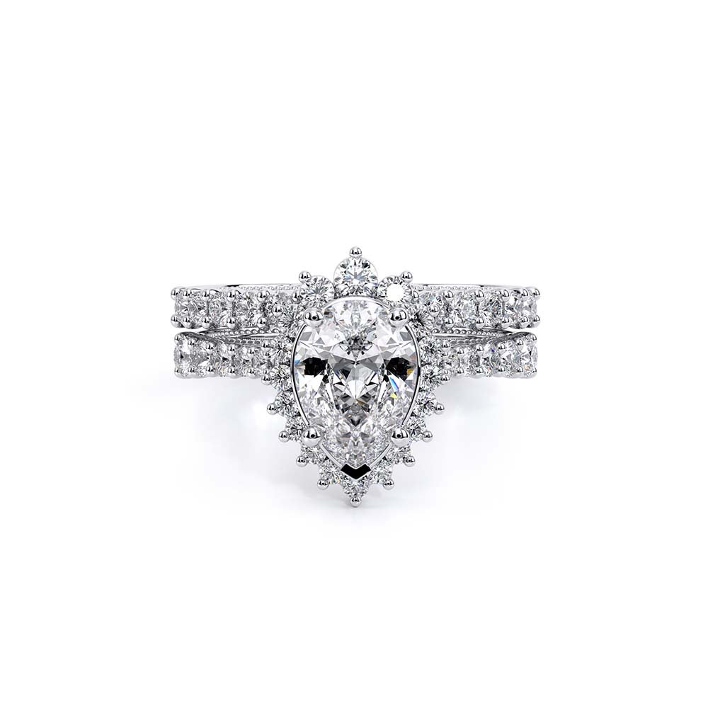 Pear Halo Platinum Engagement Ring - VEN-5084