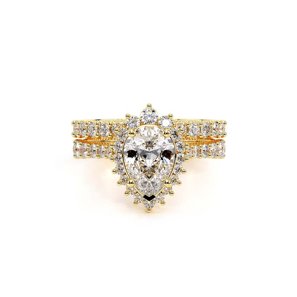 Pear Halo 18k Yellow Gold Engagement Ring - VEN-5084