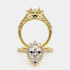 Pear Halo 18k Yellow Gold Engagement Ring - VEN-5084